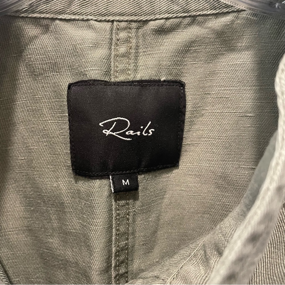 Rails Womens Sage Green Rowan Linen Blend Utility Jacket Full Zip - Picture 6 of 8